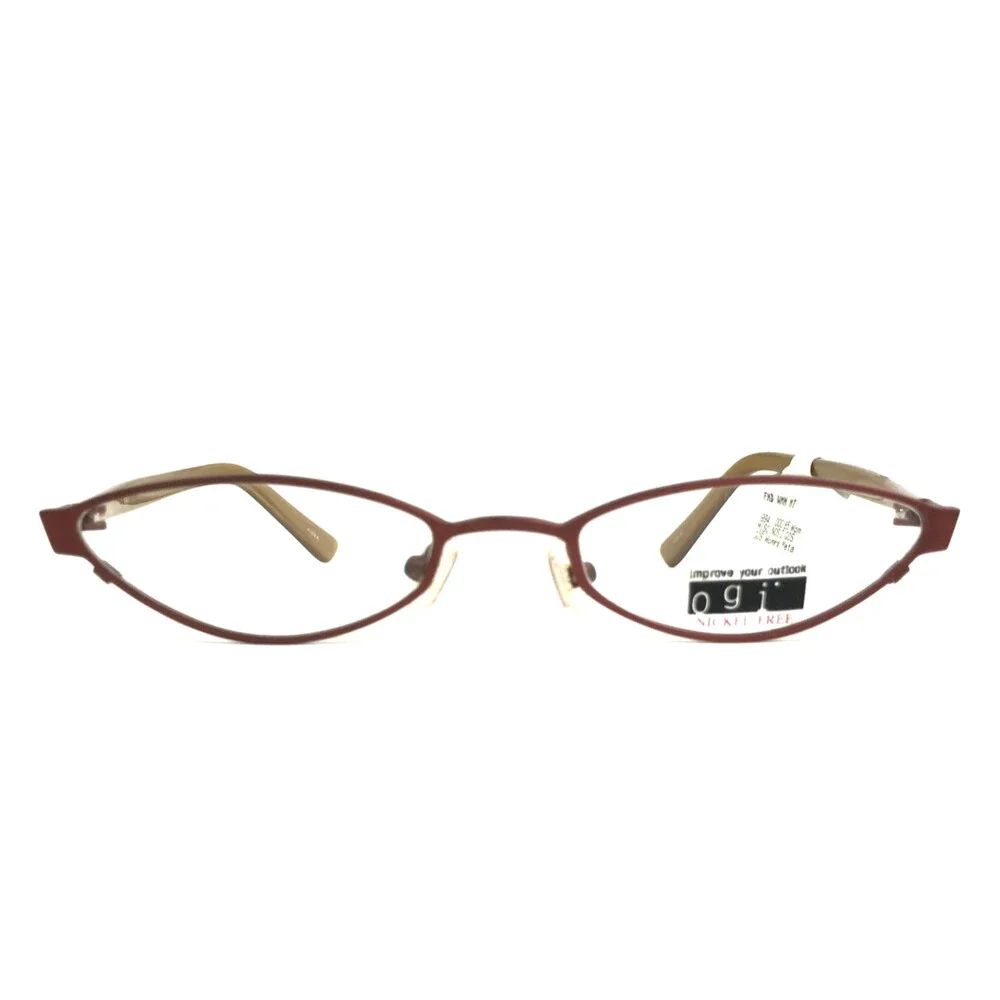 ogi Petite Eyeglasses Frames 9018 COL. 61 Brown Gold Cat Eye Full Rim 50-19-135